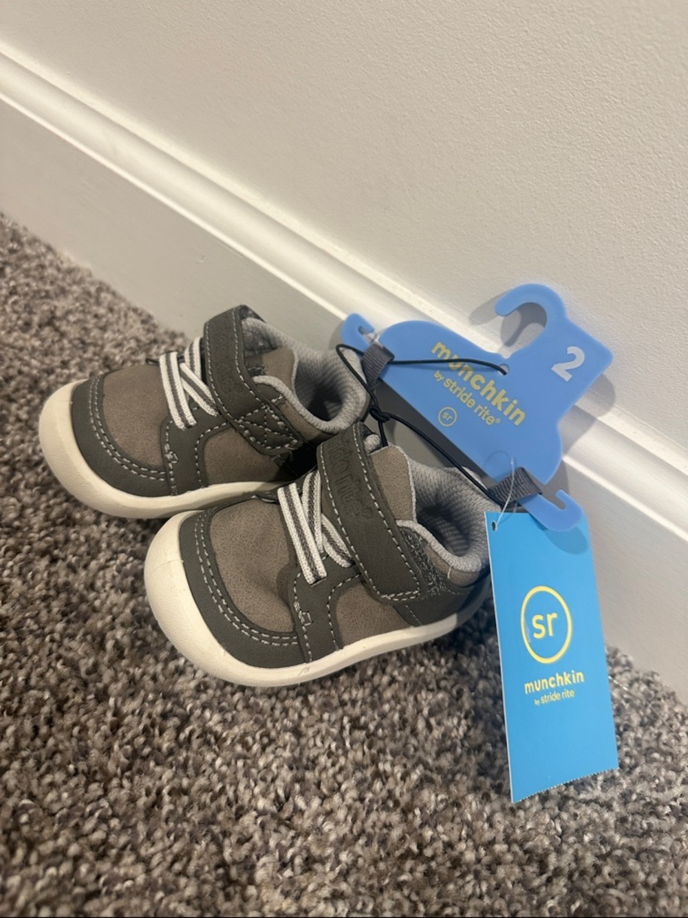 Munchkin Gray and White Toddler Walker Sneakers